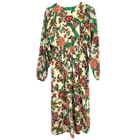 Figue Malina Belted Metallic Birds Floral Paradise Printed Midi Dress $625 Small - Picture 7 of 11